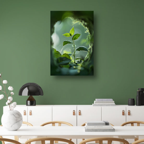 Jonge plant in het zonlicht canvas