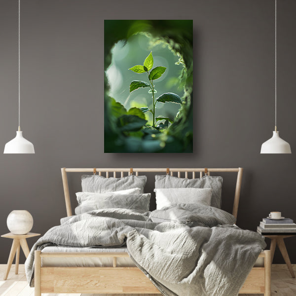 Jonge plant in het zonlicht poster