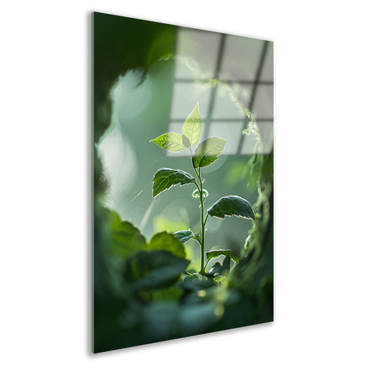 Jonge plant in het zonlicht acrylglas