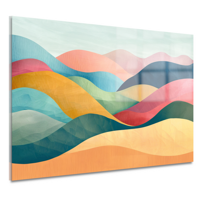 Golvende abstracte kunst met kleurrijke landschappen acrylglas