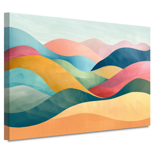 Golvende abstracte kunst met kleurrijke landschappen canvas