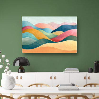 Golvende abstracte kunst met kleurrijke landschappen canvas