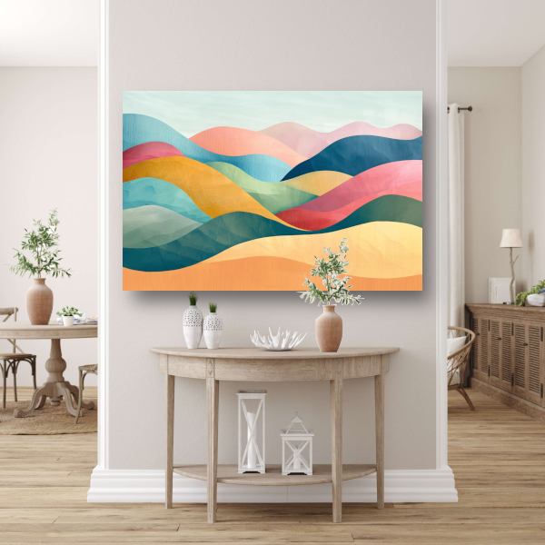 Golvende abstracte kunst met kleurrijke landschappen canvas