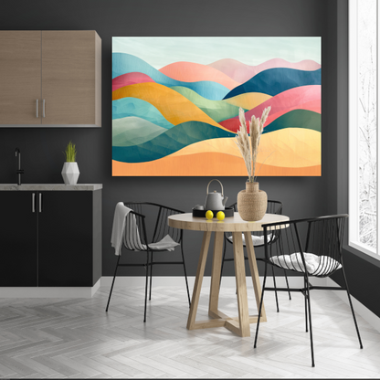 Golvende abstracte kunst met kleurrijke landschappen canvas
