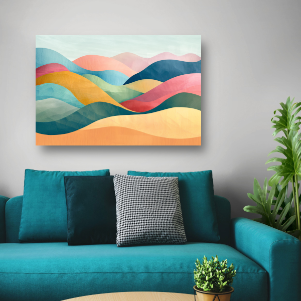 Golvende abstracte kunst met kleurrijke landschappen canvas