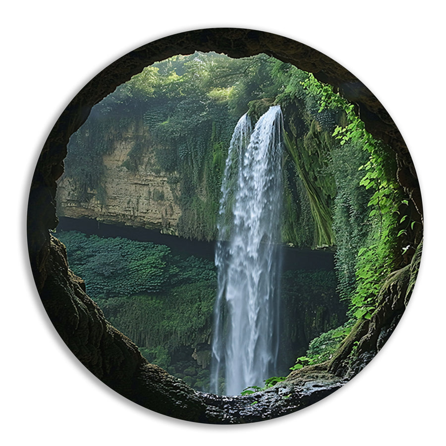 Waterval in een Groene Grot forex muurcirkel