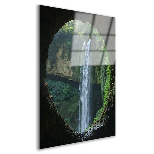 Waterval in een Groene Grot acrylglas