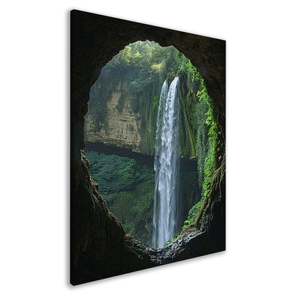 Waterval in een Groene Grot canvas