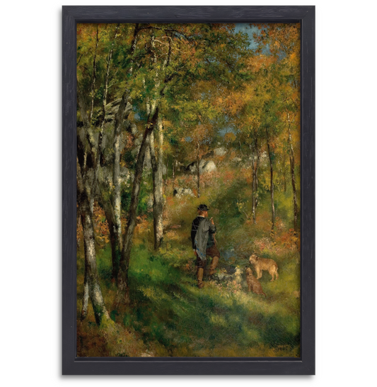 Jules Le Coeur en zijn honden in het bos van Fontainebleau - Pierre-Auguste Renoir canvas met baklijst