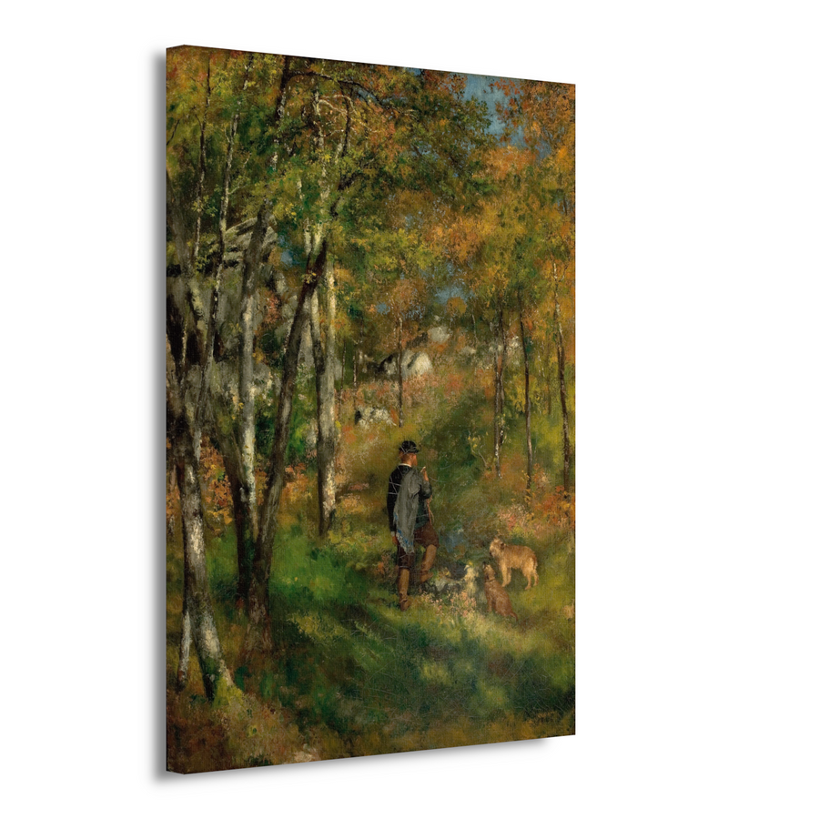 Jules Le Coeur en zijn honden in het bos van Fontainebleau - Pierre-Auguste Renoir canvas