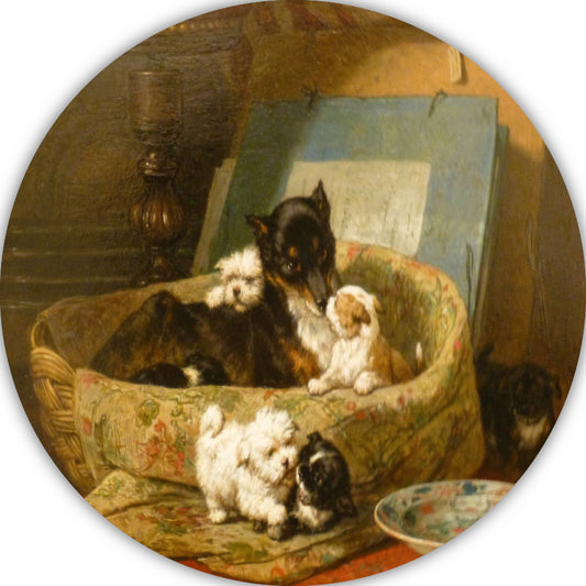 De kleine boefjes - Henriëtte Ronner-Knip aluminium muurcirkel