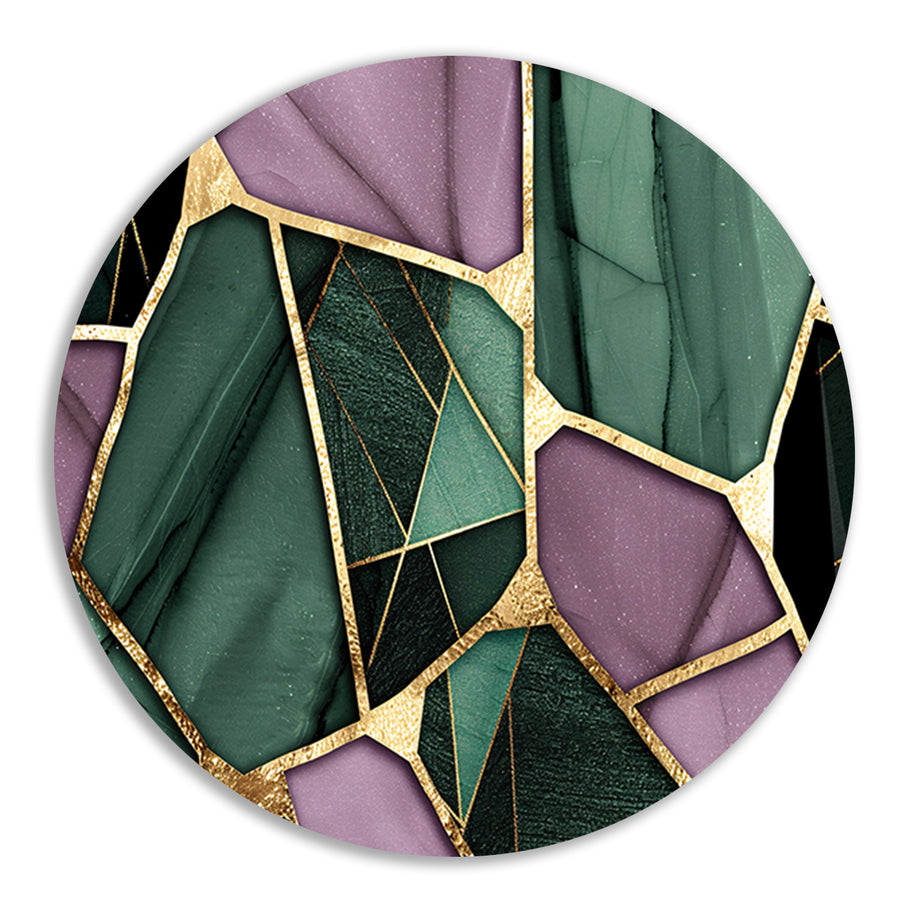 Abstracte kunst met gouden en groene accenten forex muurcirkel