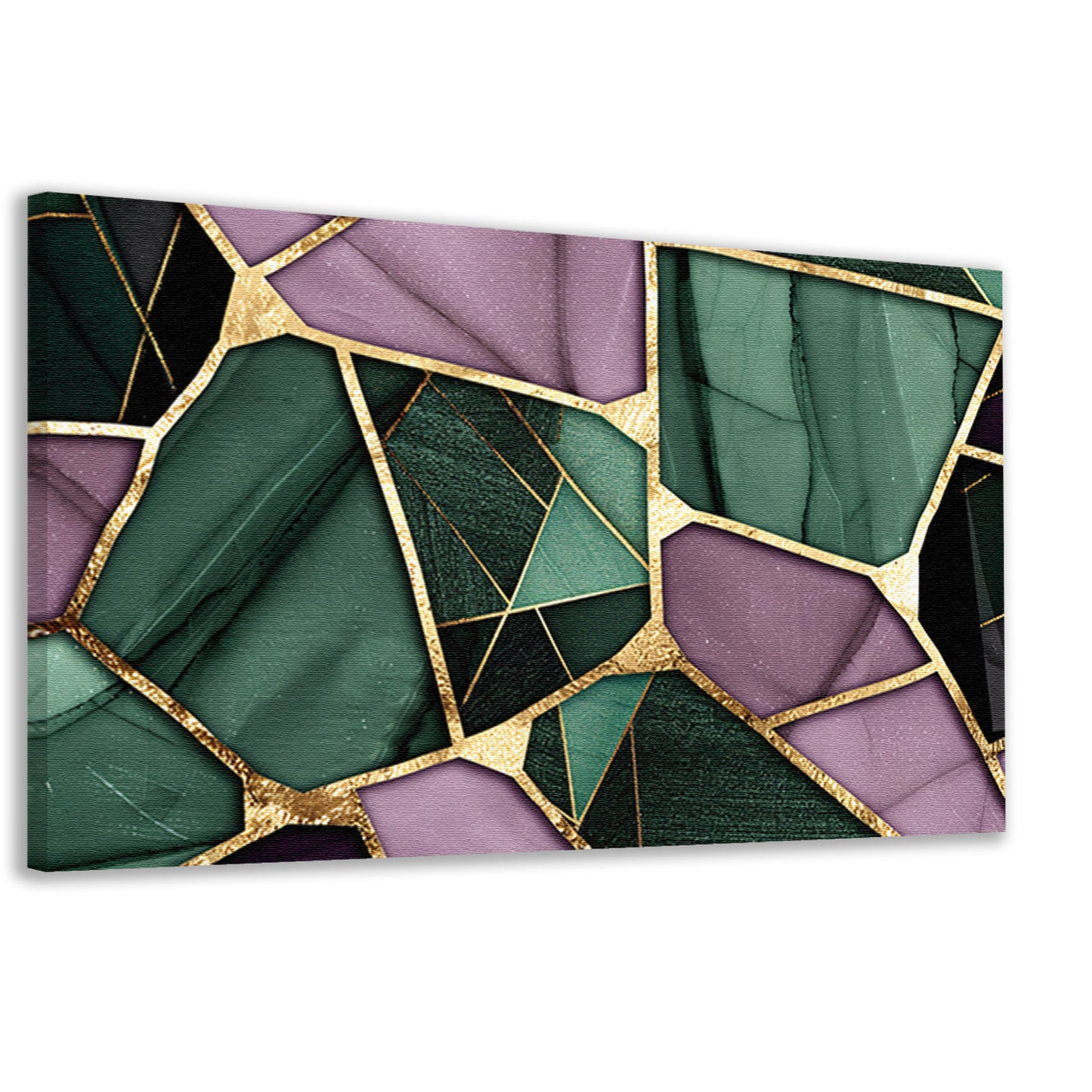 Abstracte kunst met gouden en groene accenten canvas