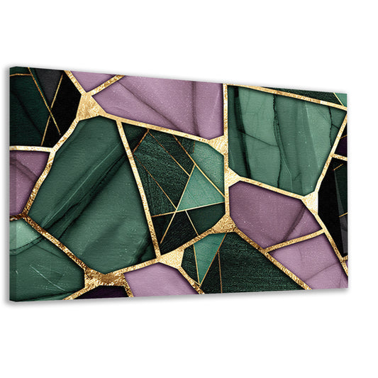 Abstracte kunst met gouden en groene accenten canvas