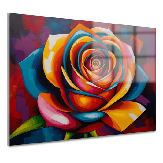 Kleurrijke Abstracte Roos in Levendige Tinten acrylglas