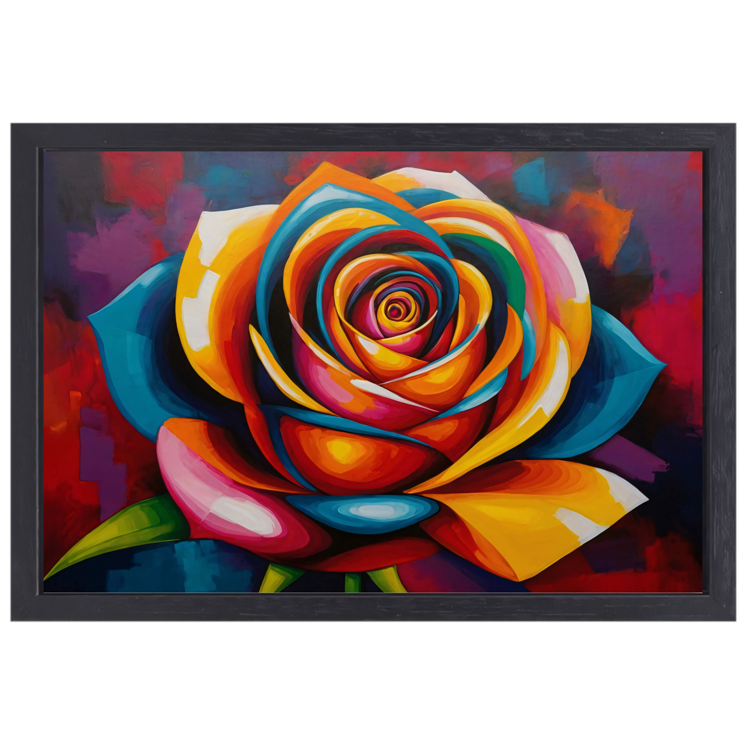 Kleurrijke Abstracte Roos in Levendige Tinten canvas met baklijst