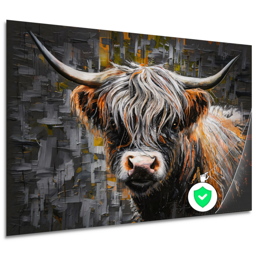 Expressieve Blik van een Kleurrijke Schotse hooglander poster