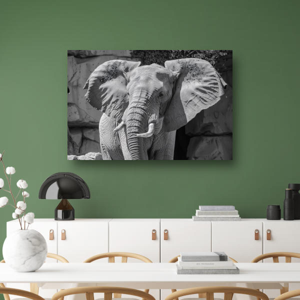 Olifantensilhouet canvas met baklijst