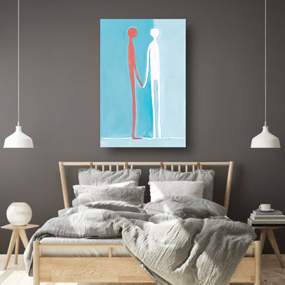 Abstracte figuren met blauwe achtergrond poster