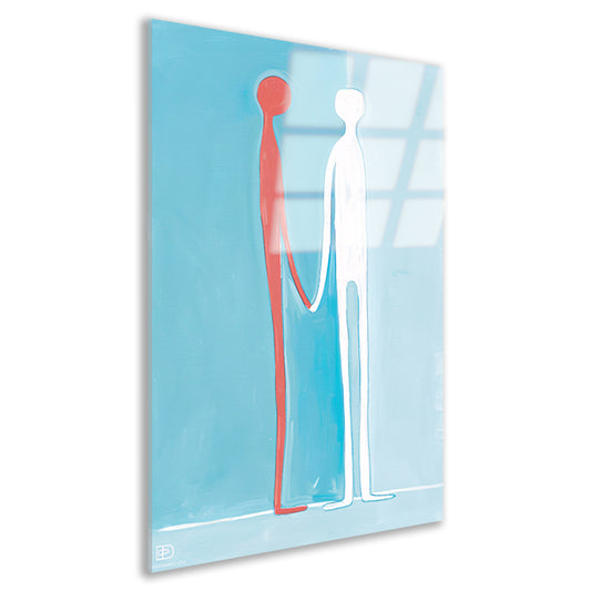 Abstracte figuren met blauwe achtergrond acrylglas