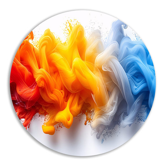 Kleurrijke abstracte kunst met vloeiende vormen aluminium muurcirkel