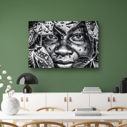 Gezicht Verborgen Tussen Natte Bladeren acrylglas