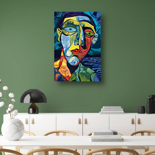 Abstract portret in kubistische stijl canvas
