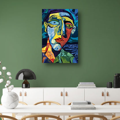 Abstract portret in kubistische stijl poster