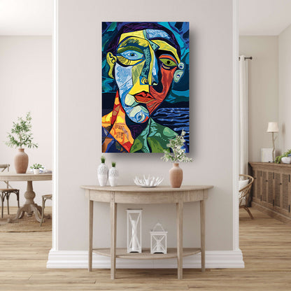 Abstract portret in kubistische stijl poster
