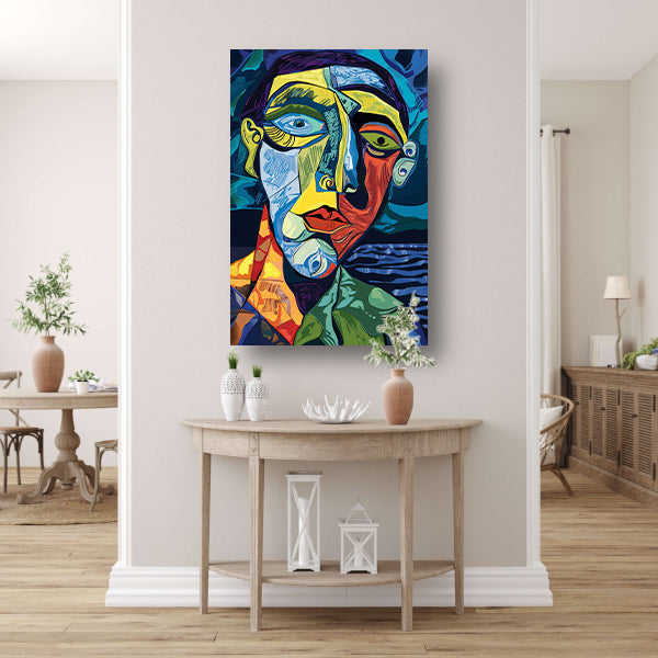 Abstract portret in kubistische stijl poster