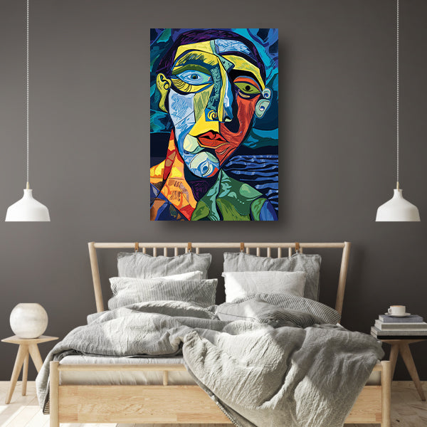 Abstract portret in kubistische stijl poster