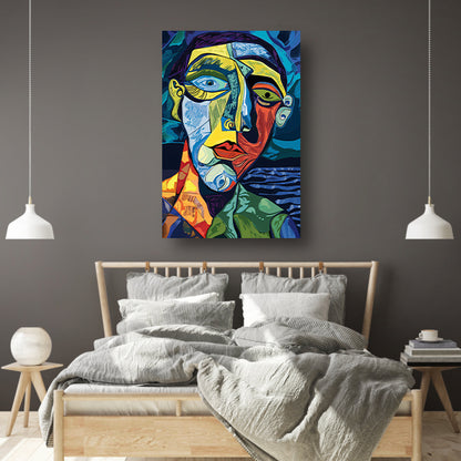 Abstract portret in kubistische stijl poster