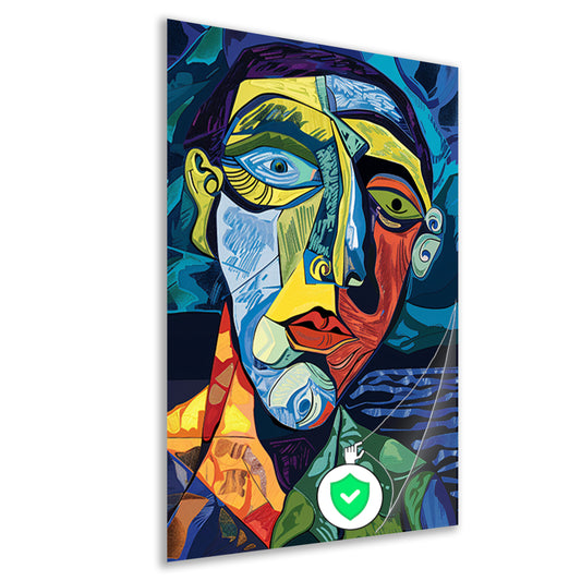 Abstract portret in kubistische stijl poster