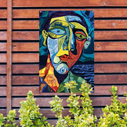 Abstract portret in kubistische stijl tuinposter
