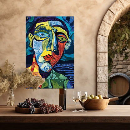 Abstract portret in kubistische stijl tuinposter