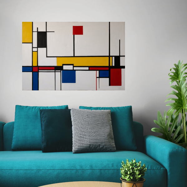 Balans van kleur en vorm in abstractie poster