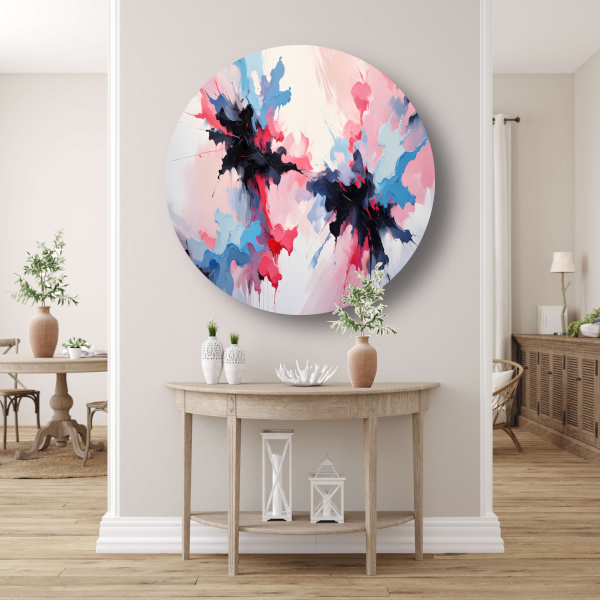 Dynamische abstracte explosie van kleur aluminium muurcirkel