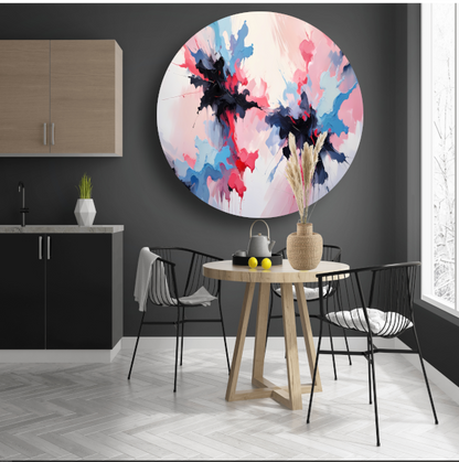 Dynamische abstracte explosie van kleur aluminium muurcirkel