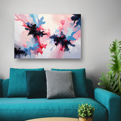 Dynamische abstracte explosie van kleur canvas met baklijst