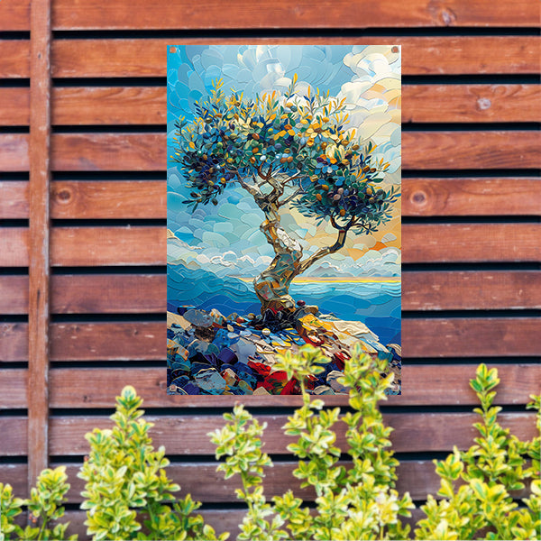 Kleurrijk Olijfboom aan Zee tuinposter