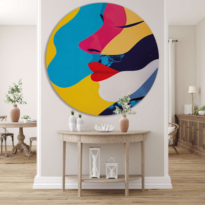 Abstract  met twee gezichten aluminium muurcirkel