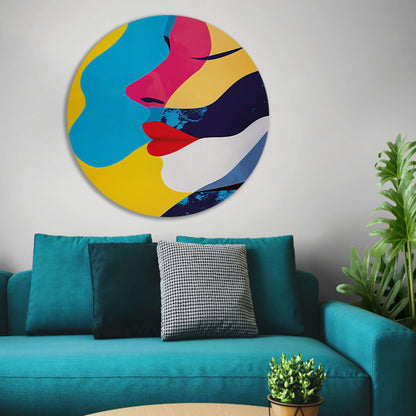 Abstract  met twee gezichten aluminium muurcirkel