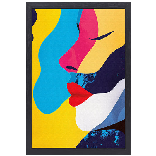 Abstract  met twee gezichten canvas met baklijst