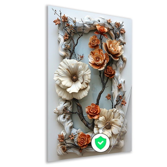Handgemaakt bloemenreliëf in natuurlijke kleuren poster