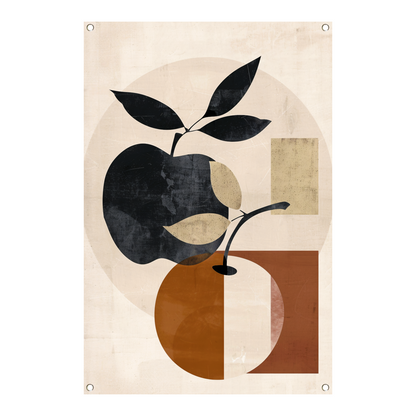 Moderne Abstracte Appel met Bladeren Design tuinposter