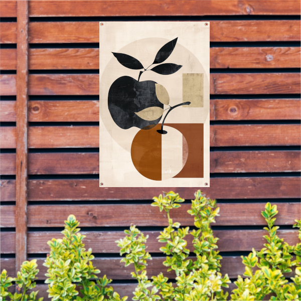 Moderne Abstracte Appel met Bladeren Design tuinposter