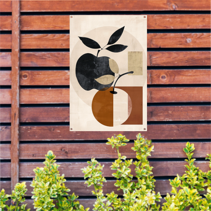 Moderne Abstracte Appel met Bladeren Design tuinposter