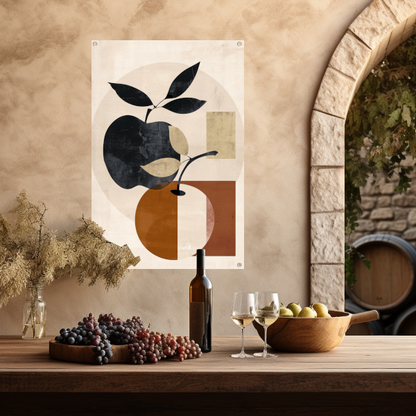 Moderne Abstracte Appel met Bladeren Design tuinposter