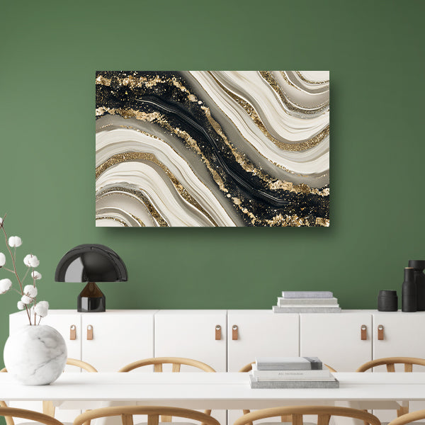 Abstracte gouden kunst met dynamische accenten poster