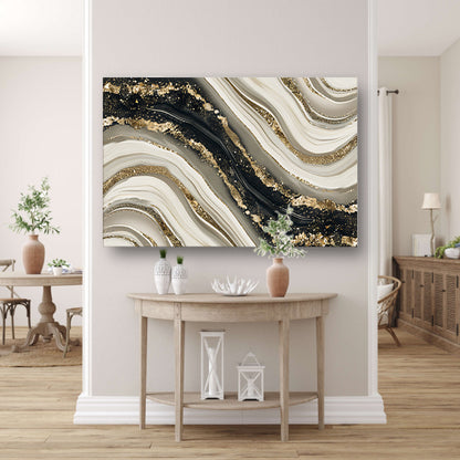 Abstracte gouden kunst met dynamische accenten poster